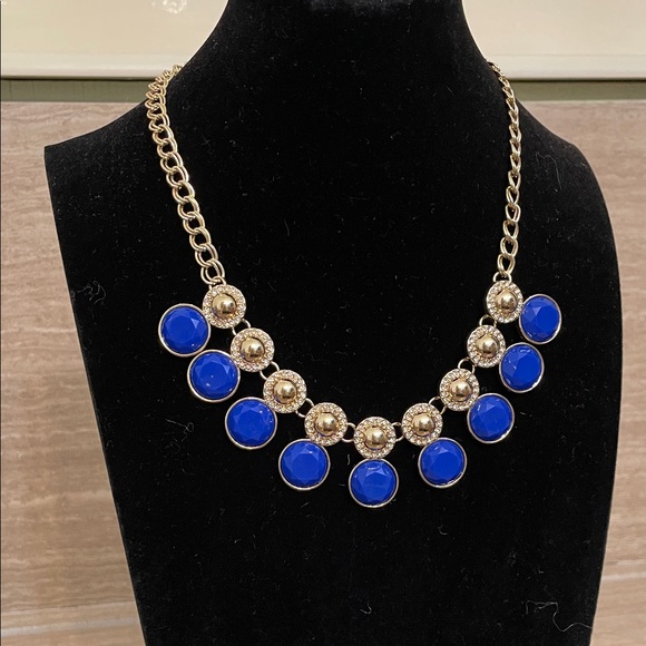 CHARTER CLUB UEC Chic Blue and Gold Statement Adjustable Necklace - Picture 2 of 8